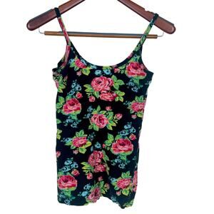 Vintage OP Womens Tank Sz M Betsey Roses Floral Punk Glam Feminine Coquette Boho